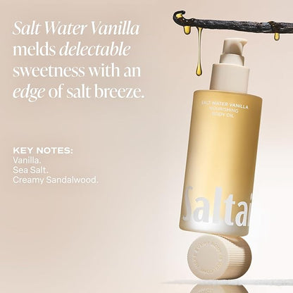 Saltair Body Oil. Luxurious Salt Water Vanilla After Shower and Bath Oil Moisturizer for Women and Men. Botanical, Non-Greasy, and Well-Absorbing Lotion for Hydrating Dry Skin. 4oz Pump Bottle