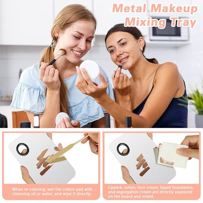 3PCS Makeup Mixing Palette, Stainless Steel Cosmetic Makeup