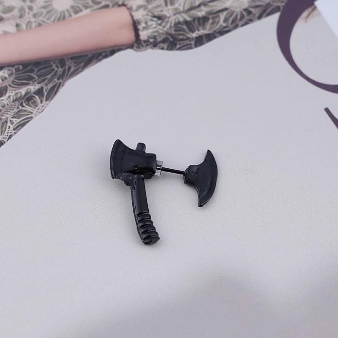 Punk Axe Ear Jacket Earrings Black