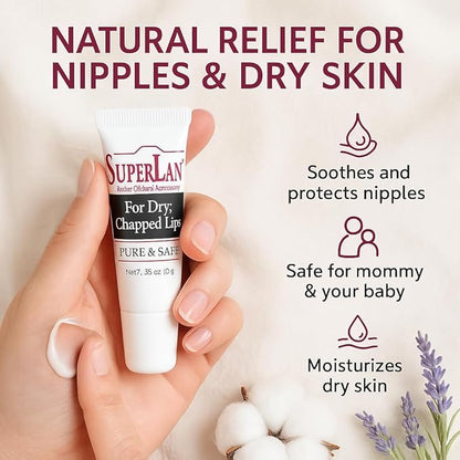 Lanolin Lip Balm 3 pack - Organic Lip Repair - Medical grade - Natural nipple cream - Moisturizer for dry cracked lips - Hydrating lip care - Ultra pure jojoba oil - Chapstick Men & Women (1.05 oz)