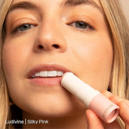 ATTITUDE Oceanly Sheer Lip Gloss Stick, EWG Verified, Titanium Dioxide-Free, Vegan Makeup & Beauty, Cruelty-Free, Plastic-Free, Silky Pink, 0.12 Ounces