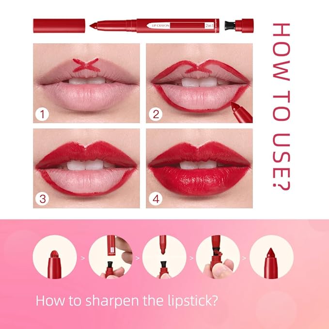 2-in-1 Lip Crayon, lip liner, Lip Liner Pencil, Slim Lip Pencil, Beauty Lip Gloss, Super Professional Tip Matte Lipstick (#10)