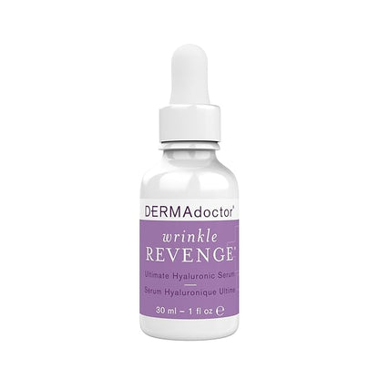 DERMAdoctor Wrinkle Revenge Dermatologist Formulated Anti Aging Hyaluronic Acid Serum for Face, Hydrating Serum, Wrinkle Filler & Hydrating Primer Fragrance Free - 1 fl oz