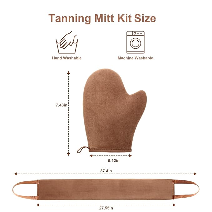 2 in 1 Self Tanning Mitt Applicator kit Self Tan Mit Self Tanner Mitt and Back Lotion Applicators for Your Back, Self Tan Mitt, Back Applicator Mitt for Self Tanner, Ultra Soft and Streak Free