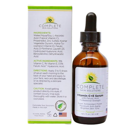 Natural Best Vitamin CE Serum - 2 oz With Ferulic,Hyaluronic Acid, Vitamin C 15% - Made In USA