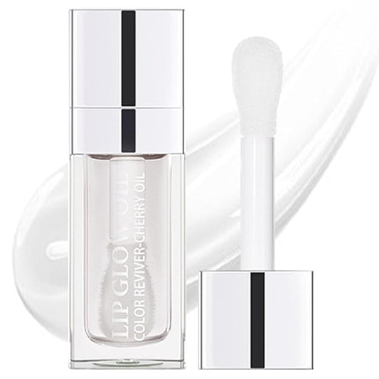 Hydrating Lip Oil for Women, Glossy Lip Color, Transparent Lip Gloss for Nourishing Lip and Make Lip Full, Moisturizing Liquid Tinted Lip Balm for Lip Care, 0.2oz (Transparent #000)