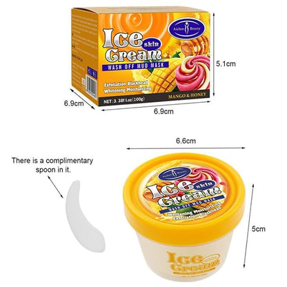 AICHUN BEAUTY Ice Cream Facial Wash Off Mud Mask Oil-Control Deep Cleaning Moisturizing Exfoliation Blackhead Skin Care 100g 3.38FL. OZ (MANGO&HONEY)