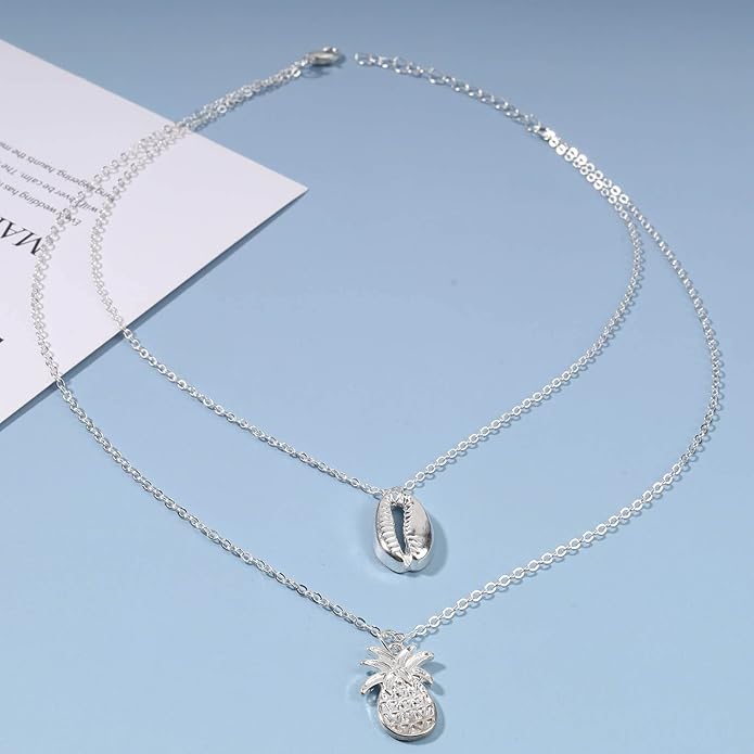 Boho Layered Shell Pineapple Choker Necklace