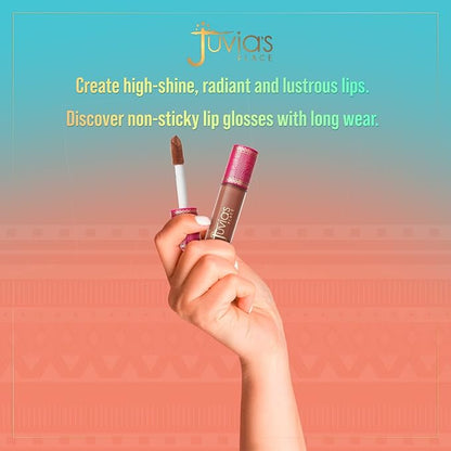 Juvia's Place Lip Gloss Reflect Caramel Rose, Warm Toned Soft Brown, Smooth and Creamy Long Lasting Non-Sticky Luscious High Shine Glow, 16 oz,