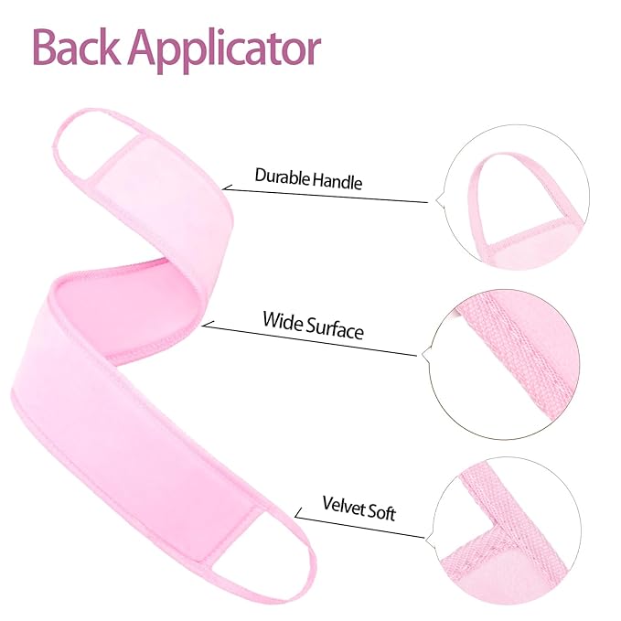 UNIMEIX 4 Pack Self Tanning Mitt Applicator Kit Set Self Tan Back Applicator with Self Tanning Glove for Self Tan Mitt Mini Self Tan Glove and Sunscreen Brush (Pink)