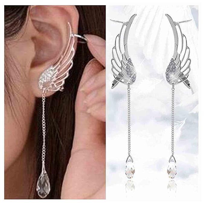 Boho Rhinestone Wing Ear Climbers Earrings