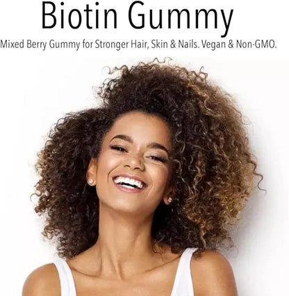 VitaGlobe Biotin 5000mcg Gummy - Mixed Berry Gummy for Hair, Skin & Nails, 40 Count (Pack of 1)