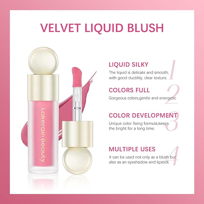 Erinde 2 Colors Liquid Highlighter and Blush Set,