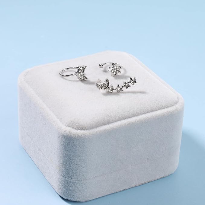 Boho Moon Star Ear Climber Earrings