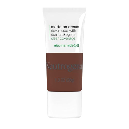 Neutrogena Clear Coverage Flawless Matte CC Cream, Full-Coverage Free, Sienna, 1 oz