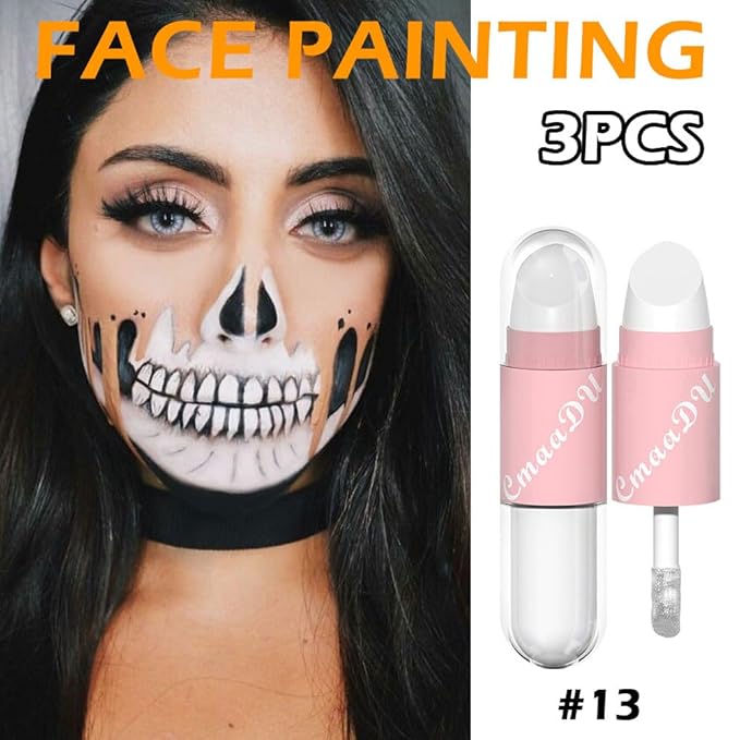 AMY'S DIARY 2in1 Matte Colors Lipstick & Liquid Lipstick 3Pcs Set, Full Color Lip Gloss, Matte for halloween, Long Wear Waterproof Velvet Lipstick (3 pcs White)