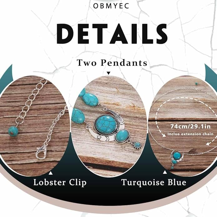 Y2K Necklace Puffy Turquoise Beaded Necklaces