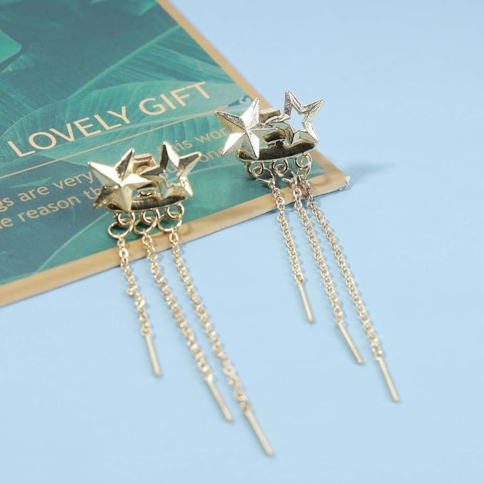 Boho Star Ear Jacket Earrings Gold