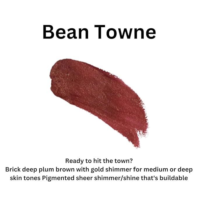 Bean Towne Lip Gloss (.25oz) - Naturally Refreshing Vegan Lip Gloss with Aloe, Vitamins C & E, Spearmint Extract