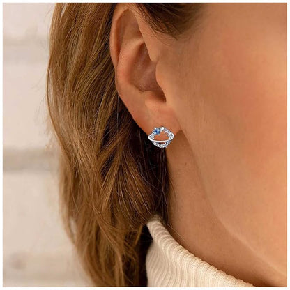 Boho Crystal Saturn Earrings Cz Orb Planet Earrings