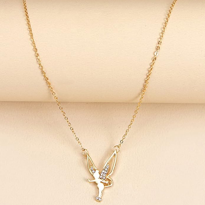Fairy Pendant Necklace Delicate Gold Angel