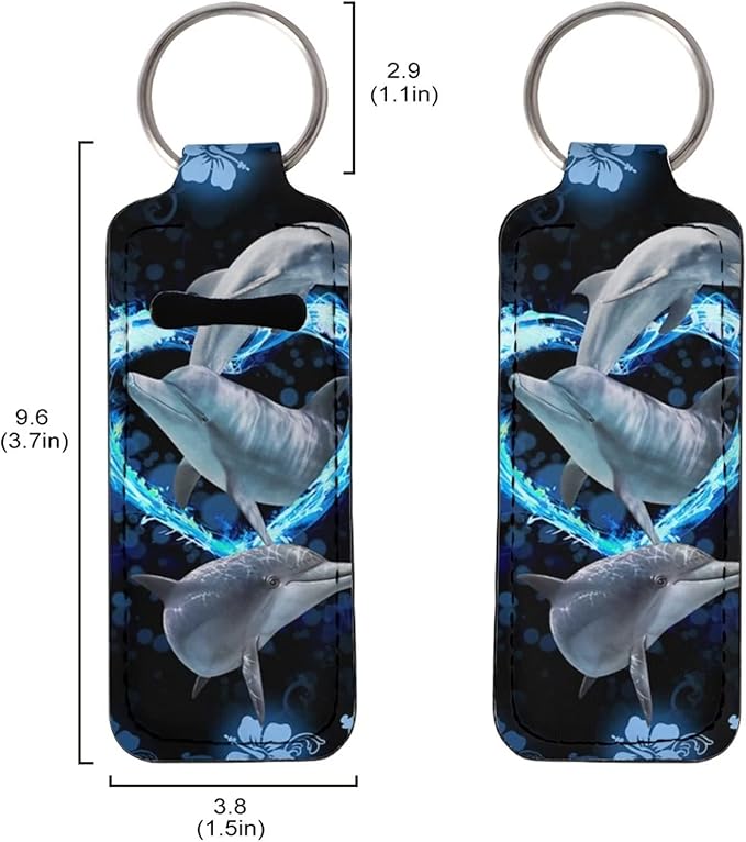 Cute Blue Dolphin Print Chapstick Keyring Balm