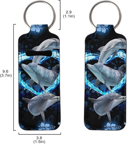 Cute Blue Dolphin Print Chapstick Keyring Balm