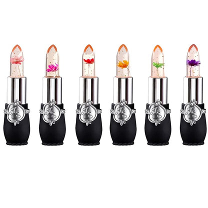Color Changing Lipstick,Crystal Flower Lip Gloss, Color Changing Changing