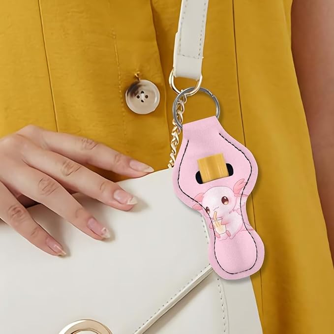 Chapstick Holder Keychain for Lipstick Lip Girls