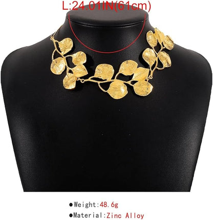 Jovono Boho Necklaces Gold Leaf Pendant