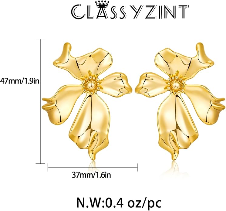 CLASSYZINT Gold/White/Red/Black Flower Stud Earrings