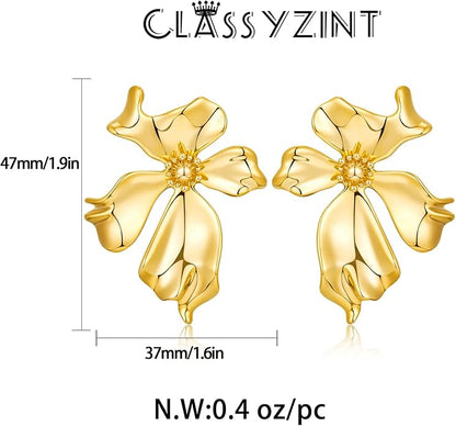 CLASSYZINT Gold/White/Red/Black Flower Stud Earrings