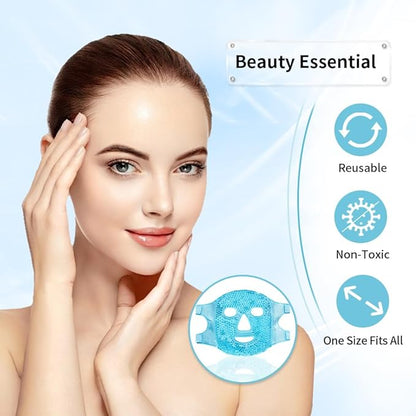 Bundles of CONBELLA Face Eye Masks for Dark Circles and Puffiness, Migraines, Headache, Stress, Redness, Cooling Face Masks for Women Man, Hot Cold Use Ice Face Mask.