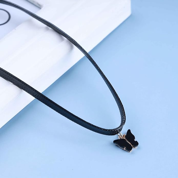 Vintage Black Choker Necklace Chain Goth Leather Choker