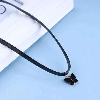 Vintage Black Choker Necklace Chain Goth Leather Choker