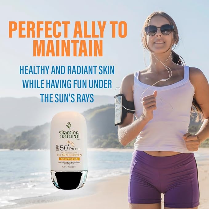 Vitamins Natural – Sunscreen SPF 50 Cream Face - UVA/UVB Broad Spectrum Protection for All Skin Types - Non-Greasy, Lightweight, Oil and Fragrance Free, Water-Resistant Facial Sunscreen (50 ml)