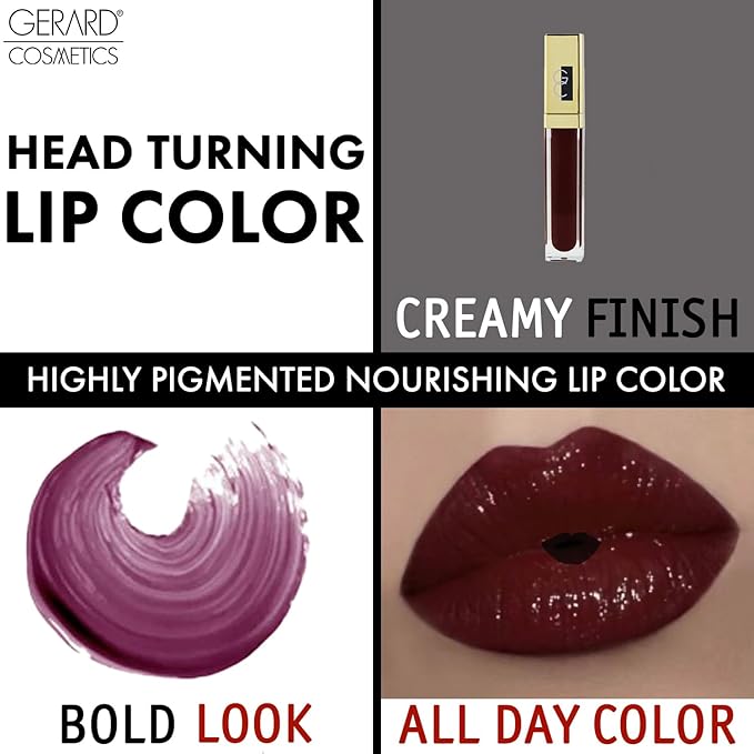 Gerard Cosmetics x Lyrica Anderson Light 'Em Up Lip Gloss - James | Super Pigmented Wine Lip Gloss | Moisturizing Lip Gloss with Mirror and LED Light | Cruelty Free & Made in USA