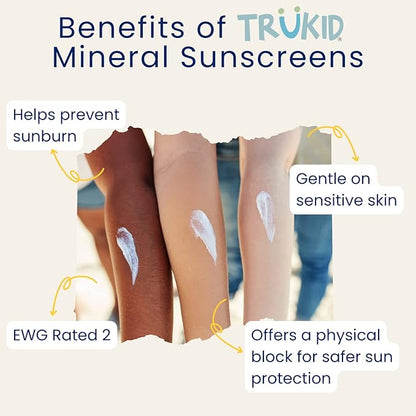 TruKid Eczema SPF30 Face Sunscreen Unscented 3.4oz Baby Sunscreen, Natural Ingredients Kids Sunscreen, Reef-Friendly Travel Size Sun Screen, Beach Defense Sunscreen for Kids, Toddlers, Babies & Adults