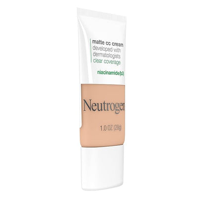 Neutrogena Clear Coverage Flawless Matte CC Cream, Full-Coverage Warm Peach, 1 oz