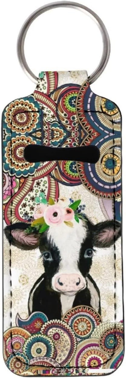 Bulopur Mandala Cow Chapstick Holder Slim Neoprene Lipstick