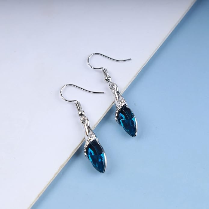 Bohemia Sapphire Drop Earrings Blue Crystal Dangle Hook
