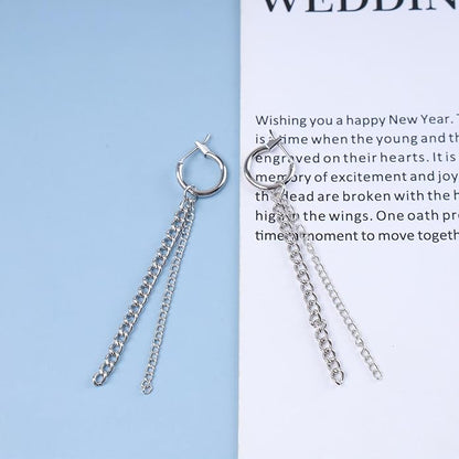 Vintage Tassel Chain Earrings Silver Fringe