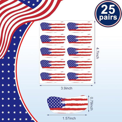 EBaokuup 25 Pairs Sport American Flag Eye Stickers, Party