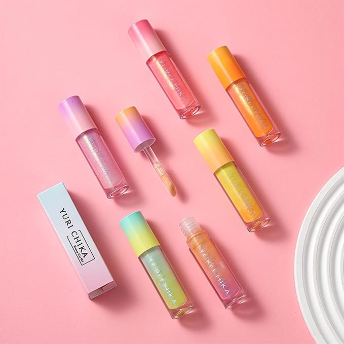 Shimmer Glitter Lip Gloss Oil,6 Color Hydrating Sparkly Lipstick,Non-Sticky Fresh Texture Lip Oil,Long Lasting Moisturizing Lip Makeup (01/02/03)