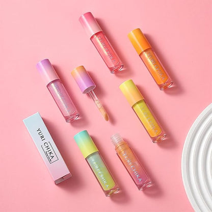 Shimmer Glitter Lip Gloss Oil,6 Color Hydrating Sparkly Lipstick,Non-Sticky Fresh Texture Lip Oil,Long Lasting Moisturizing Lip Makeup (01/02/03)