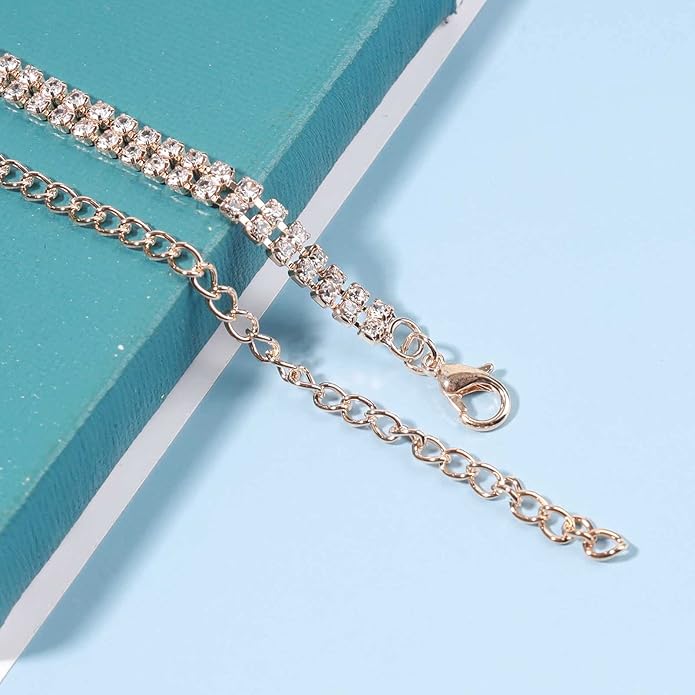 Boho Rhinestone Crystal Y Necklace Tennis Chain Y