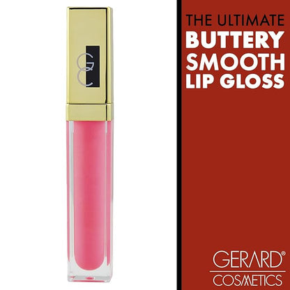 Gerard Cosmetics Color Your Smile Lip Gloss Fiji | Super Pigmented Bright Pink Lip Gloss with LED Light and Mirror | Shiny Finish | Hydrating Liquid Lip Color | Cruelty Free and Made in USA
