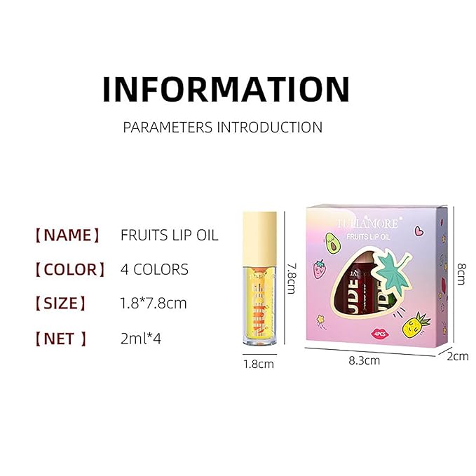 Color Change Plumping Lip Oil Set, Mirror Lip Gloss for Lip Care, Fruit Flavour Natural Hydrating Lip PlumperLip Glow Oil Toot Lip Oil, Nourishing, Non-sticky