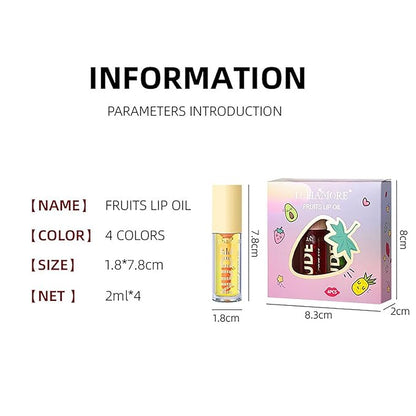 Color Change Plumping Lip Oil Set, Mirror Lip Gloss for Lip Care, Fruit Flavour Natural Hydrating Lip PlumperLip Glow Oil Toot Lip Oil, Nourishing, Non-sticky