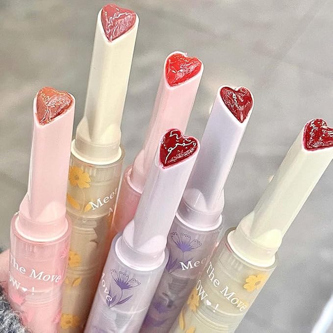 3 Colors Jelly Lipstick,Tinted Lip Gloss Heart Shape Gloss